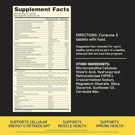 OPTI MEN MULTIVITAMIN FOR ACTIVE MEN BY OPTIMUM NUTRITION