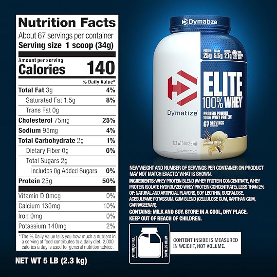 ELITE 100% WHEY 5LBS BY DYMATIZE - 5lbs