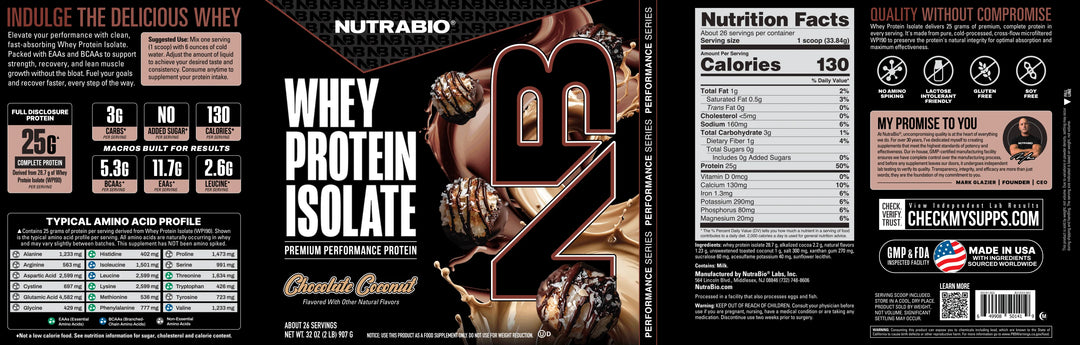 WHEY PROTEIN ISOLATE 2LBS BY NUTRABIO