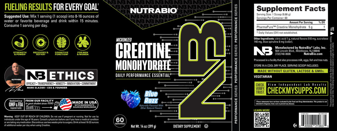 CREATINE MONOHYDRATE 60 SERVINGS FLAVORED BY NUTRABIO ( HALAL,GMP CERTIFIED, FDA APPROVED)