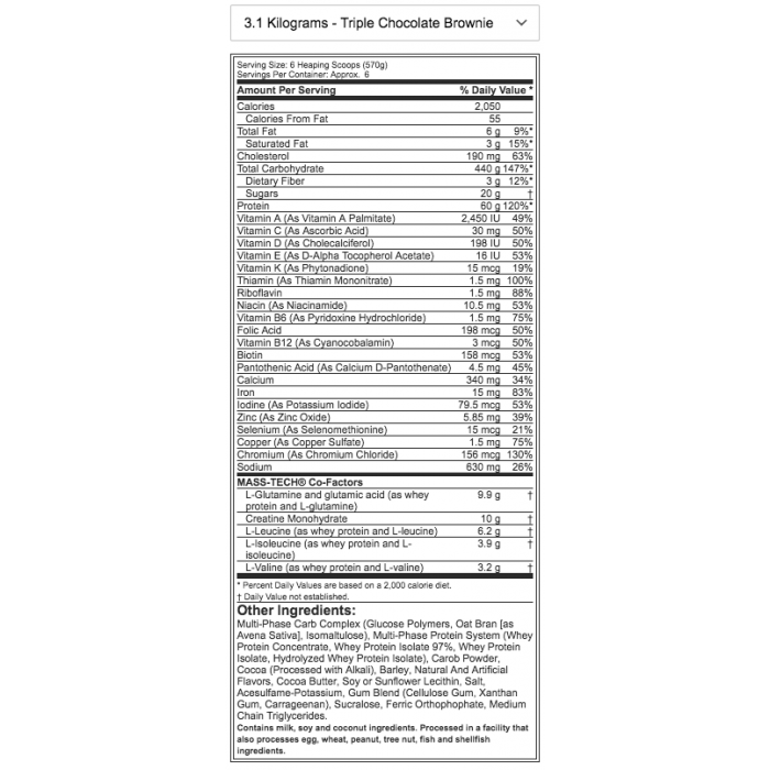 MASSTECH EXTREME 2000 BY MUSCLETECH 6LBS
