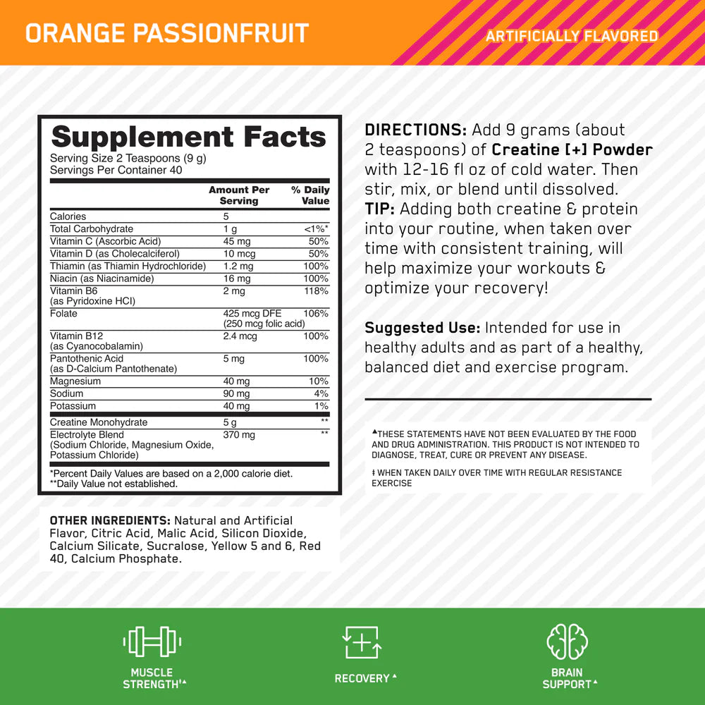 CREATINE + ENHANCED 3-IN-1 FORMULA 40 SERVINGS BY OPTIMUM NUTRITION