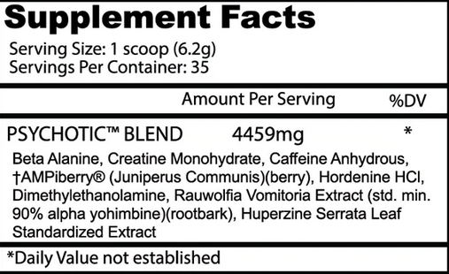 PSYCHOTIC PRE-WORKOUT 35 SERVINGS BY INSANE LABZ