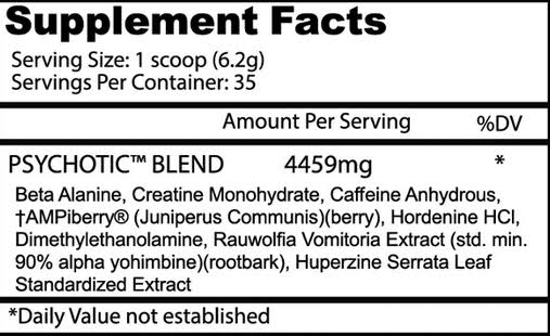 PSYCHOTIC PRE-WORKOUT 60 SERVINGS BY INSANE LABZ